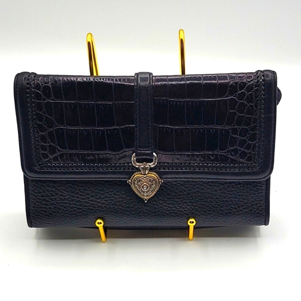 Brighton Black Croc-Embossed Wallet
